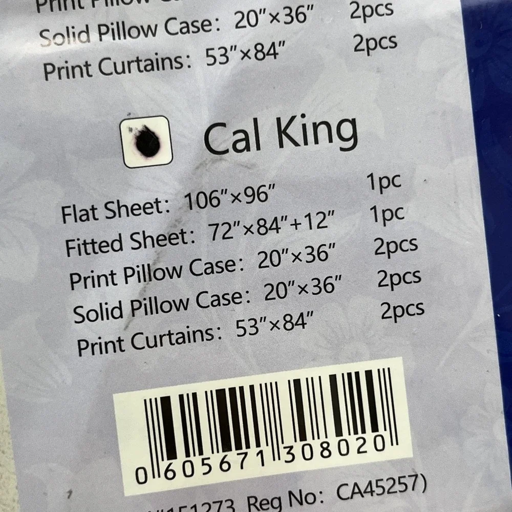 Bollft‎ 8 Piece Sheet  & Curtain Set CALIFORNIA KING Blue/White Floral NEW